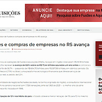 Valor de fuses e compras de empresas no RS avana